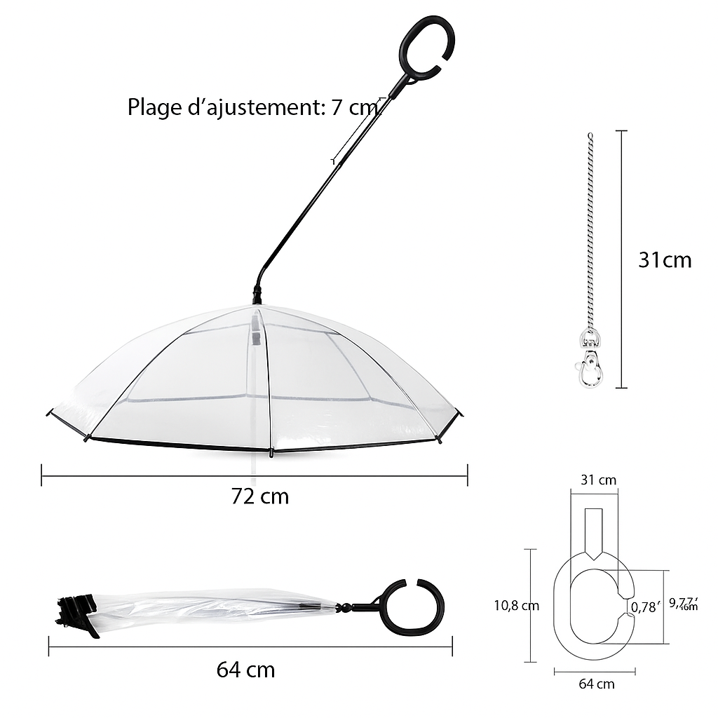 Parapluie pour chien Pawtastique™ – Promenez-le même sous la pluie, au sec et avec style !