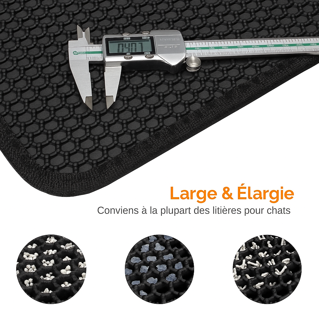 Tapis anti-dispersion de litière pour chat Pawtastique™  – Garde votre sol propre et sans poussière !