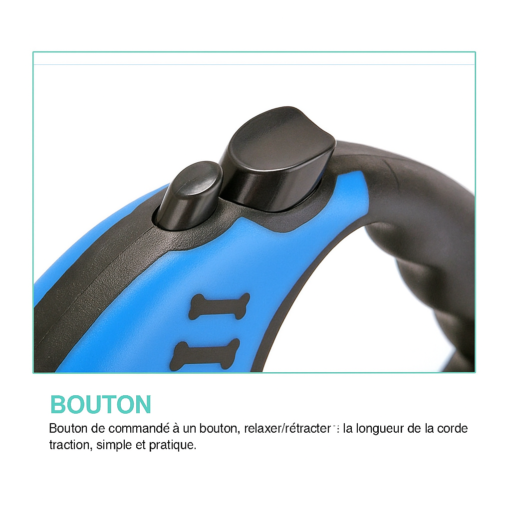 Laisse rétractable automatique pour chien – Double taille & système de freinage sécurisé