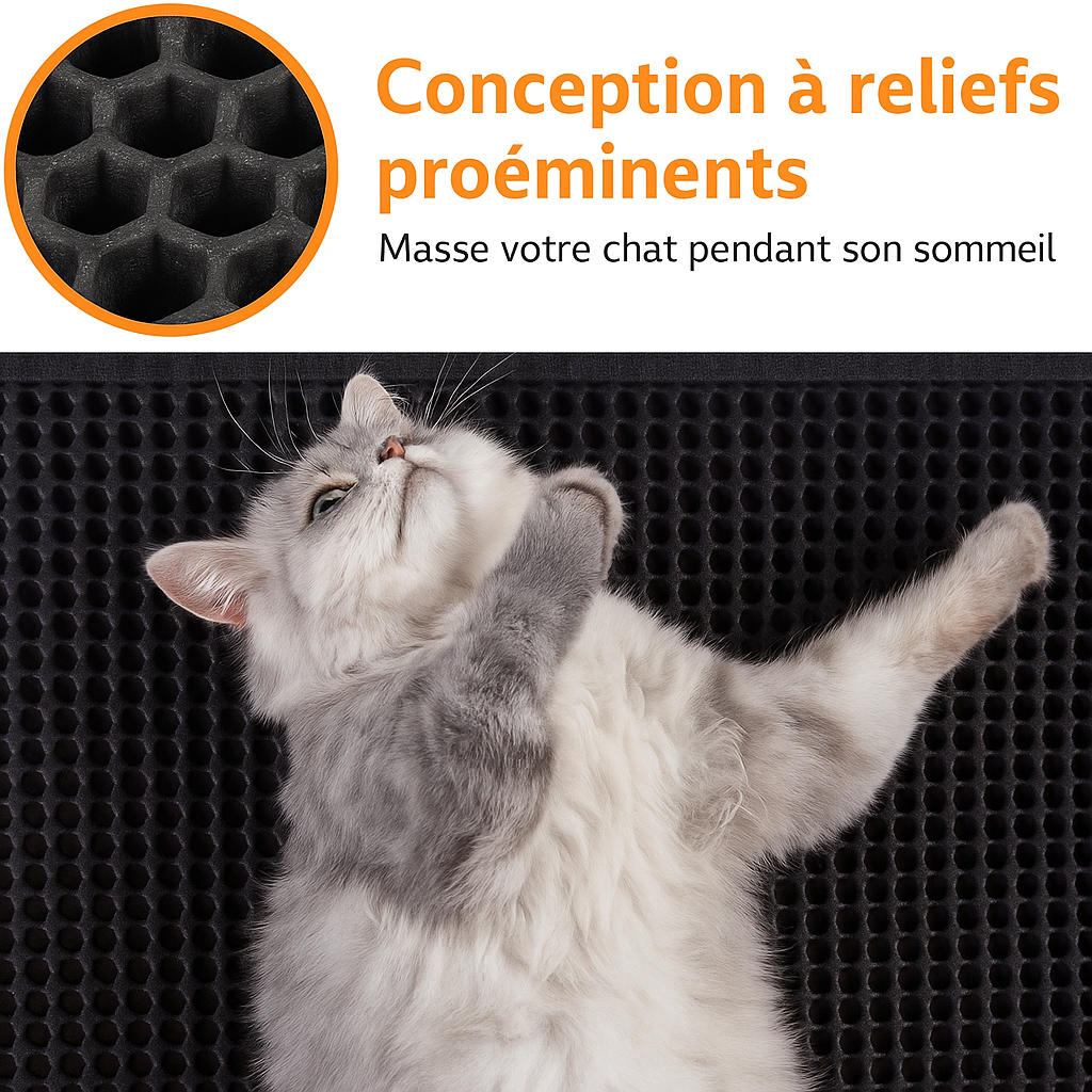 Tapis anti-dispersion de litière pour chat Pawtastique™  – Garde votre sol propre et sans poussière !