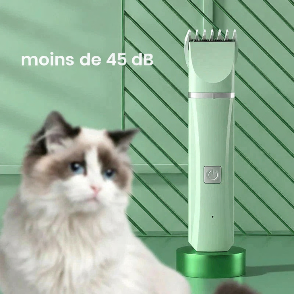 Kit de toilettage électrique 4 en 1 pour chiens et chats – tondeuse, coupe-poils et lime à griffes.