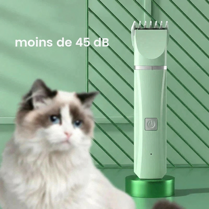 Kit de toilettage électrique 4 en 1 pour chiens et chats – tondeuse, coupe-poils et lime à griffes.